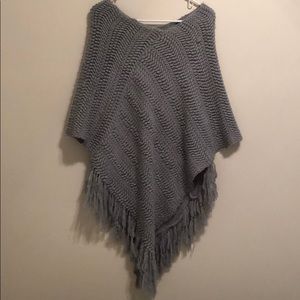 Grey knit poncho